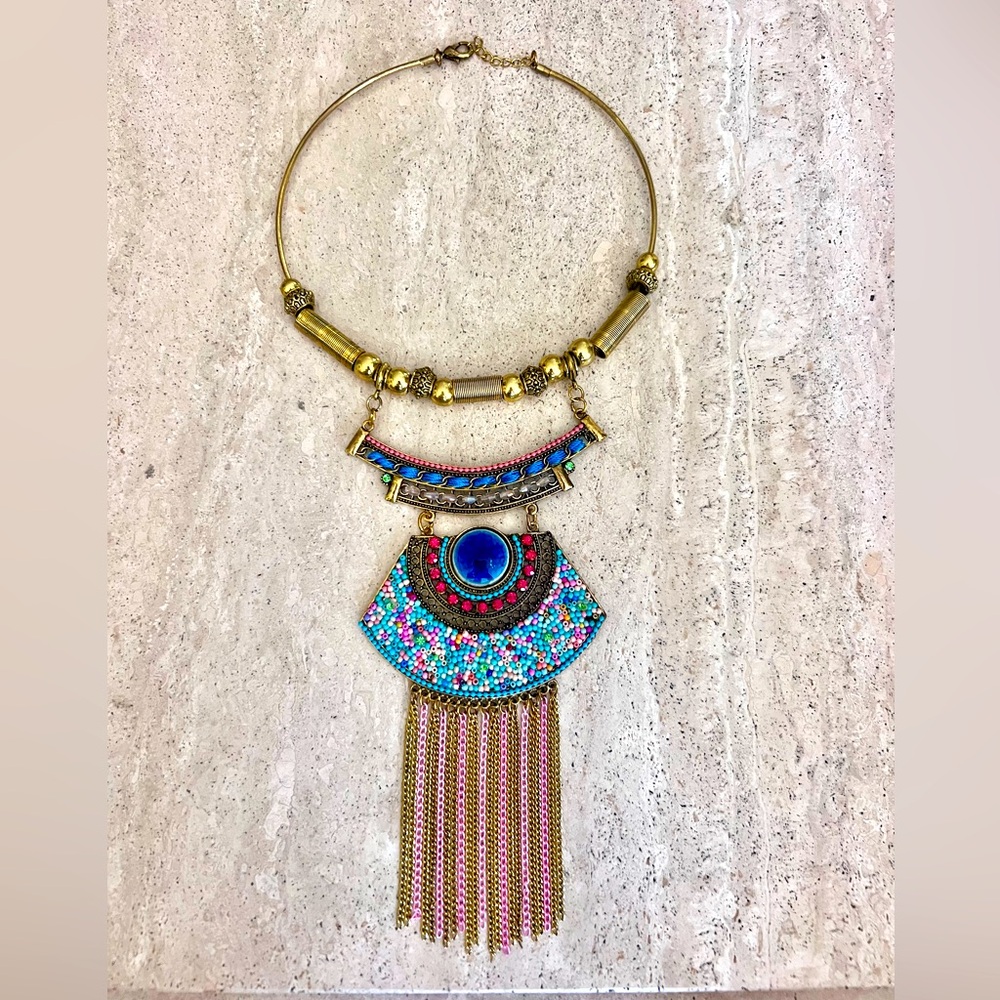 Buena Onda - Nayarit one of kind handmade brass beaded necklace.